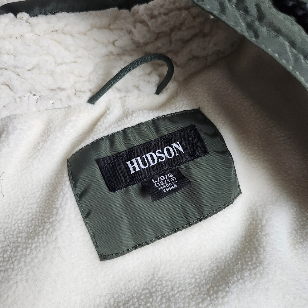 Hudson Girls Winter Coat Olive Green Size L 12/14 - Picture 3 of 12